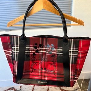 Victoria's Secret Red and Black Tartan Tote Bag